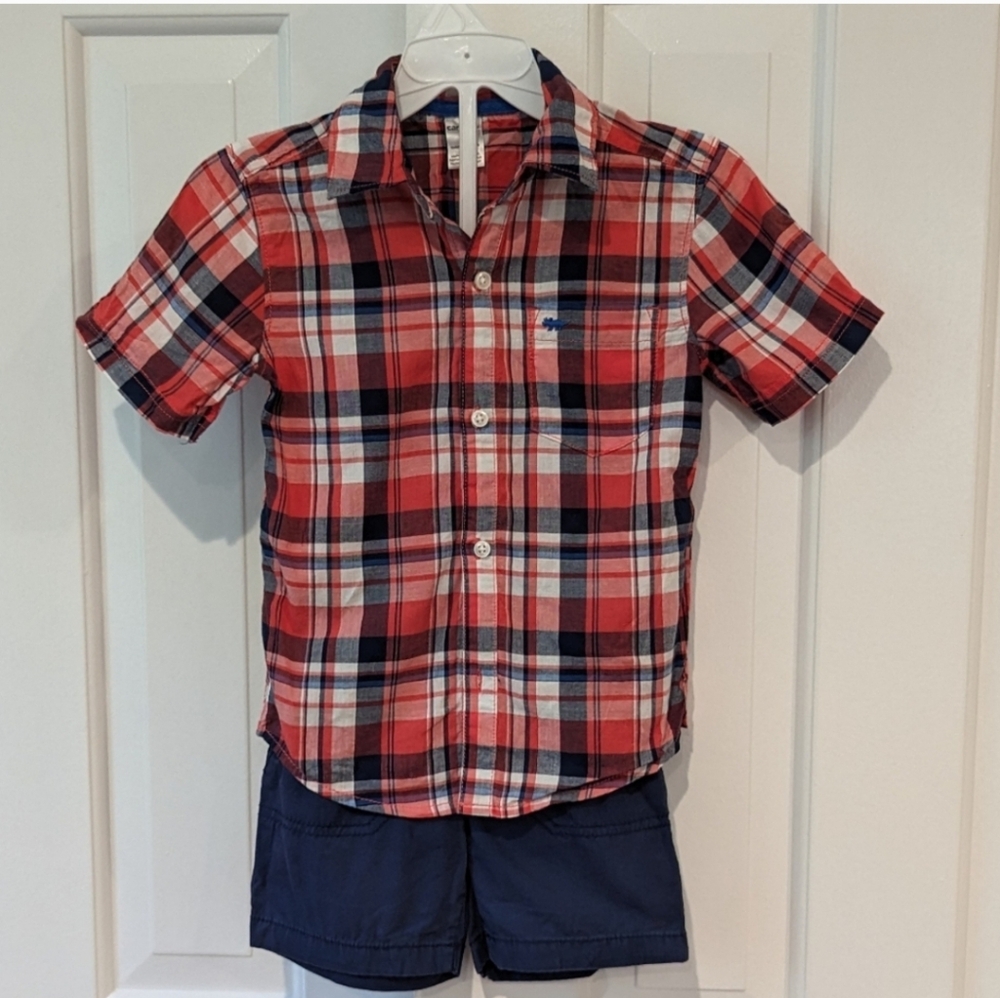 Carter's Shirt Shorts Set Plaid Button Down 3t